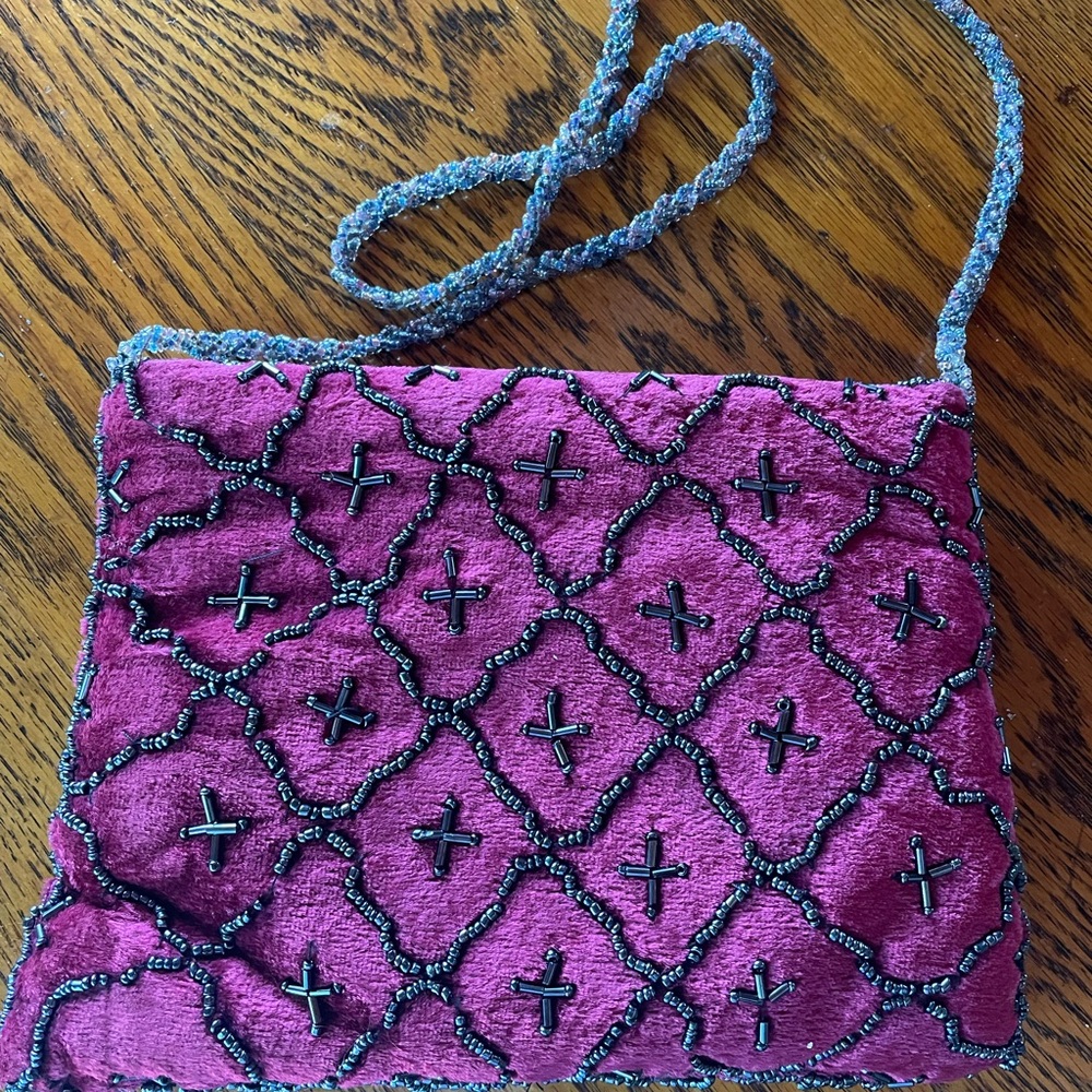 Elegant Purple Beaded Women's Bag